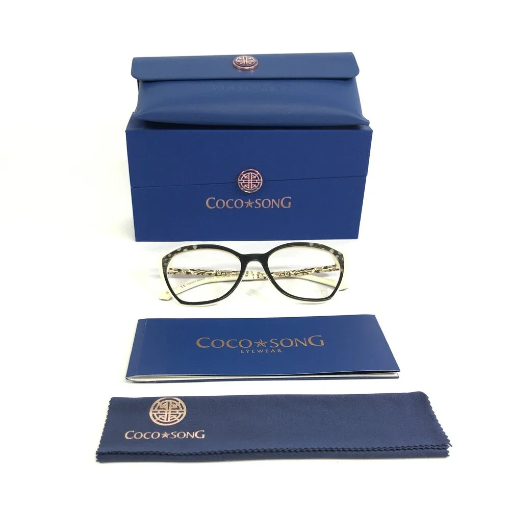 Coco Song Eyeglasses Frames VELVET MOON Col. 1 Black Ivory Gold Detail 55-18-140